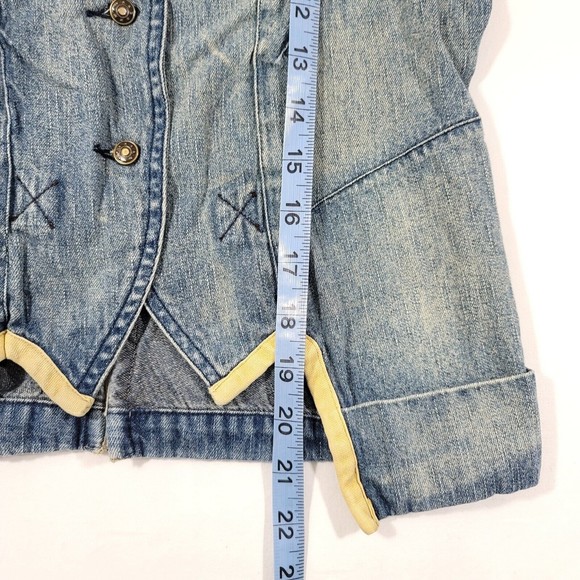 BOHO Anthropologie Jean Jacket Azel Hazel Hazel Hazel Haze Sz Small - Picture 5 of 9